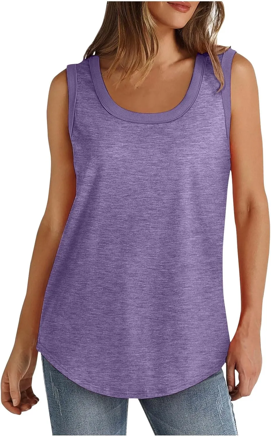 BZGTZT 2 Pack Womens Round Neck Plus Size Tank Tops Casual Loose Tunic Top Sleeveless T Shirts Daily Blouses Solid Tee