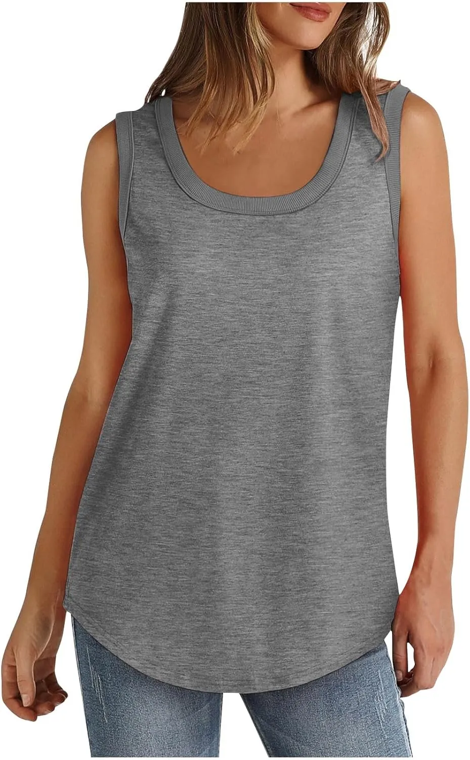 BZGTZT 3 Pack Womens Round Neck Plus Size Tank Tops Casual Tunic Top Sleeveless Loose T Shirts Daily Blouses Solid Tee