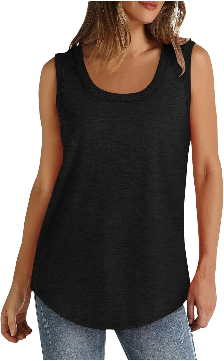 BZGTZT 3 Pack Womens Round Neck Plus Size Tank Tops Casual Tunic Top Sleeveless Loose T Shirts Daily Blouses Solid Tee