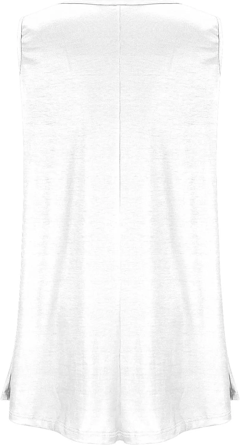 BZGTZT Plus Size Sleeveless Tank Tops for Womens Casual Summer Tunic Top Loose Crew Neck T Shirts Pleated Basic Solid Tee