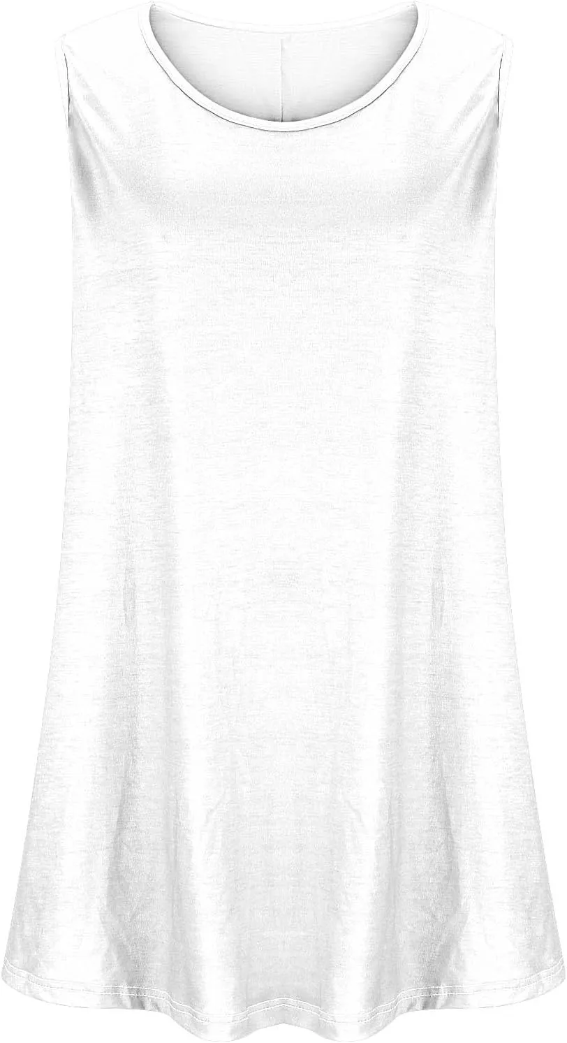 BZGTZT Plus Size Sleeveless Tank Tops for Womens Casual Summer Tunic Top Loose Crew Neck T Shirts Pleated Basic Solid Tee