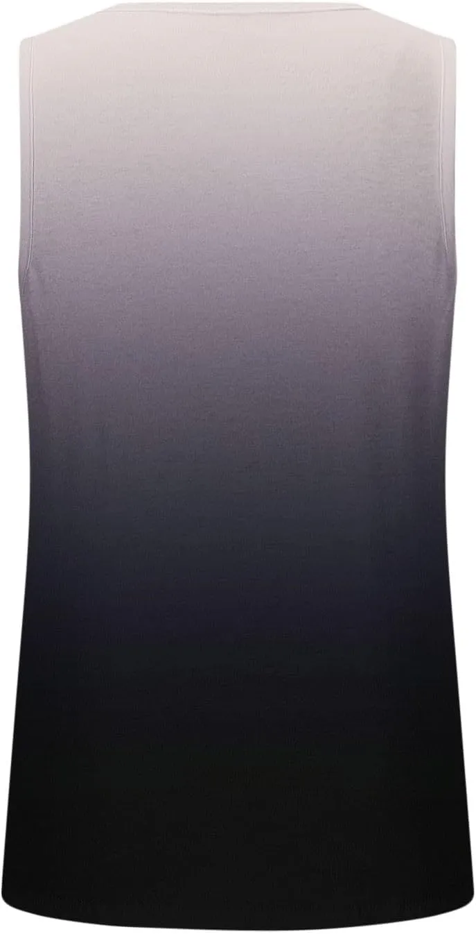 BZGTZT Sleeveless Round Neck Tank Tops for Women Plus Size Causal Trendy Gradient Tunic Top Loose Fit Pleated Shirts