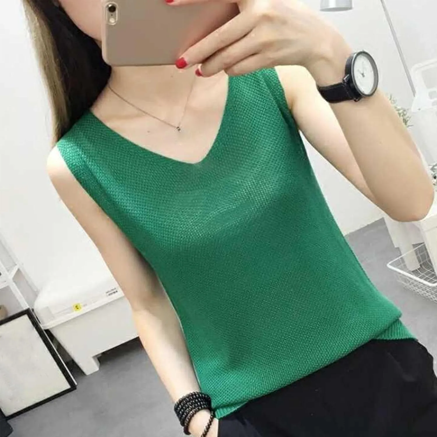 BZGTZT Summer Tank Tops for Women Loose Fit Plus Size Casual T Shirts V Neck Sleeveless Top Eyelet Flowy Soft Blouses