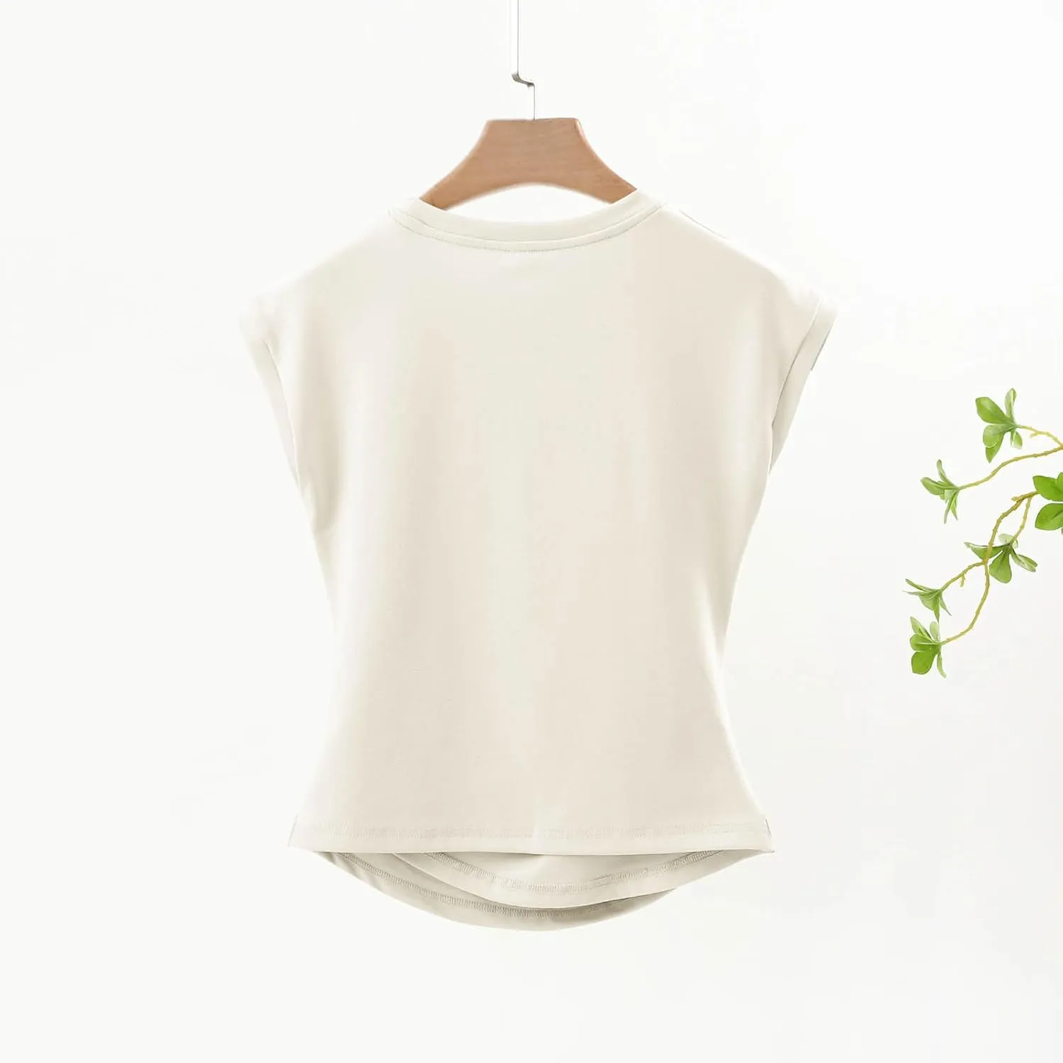 BZGTZT Womens Cap Sleeve T-Shirt Casual Loose Ruched Tank Tops Round Neck Basic Cami Trendy Business Work Tee Blouses
