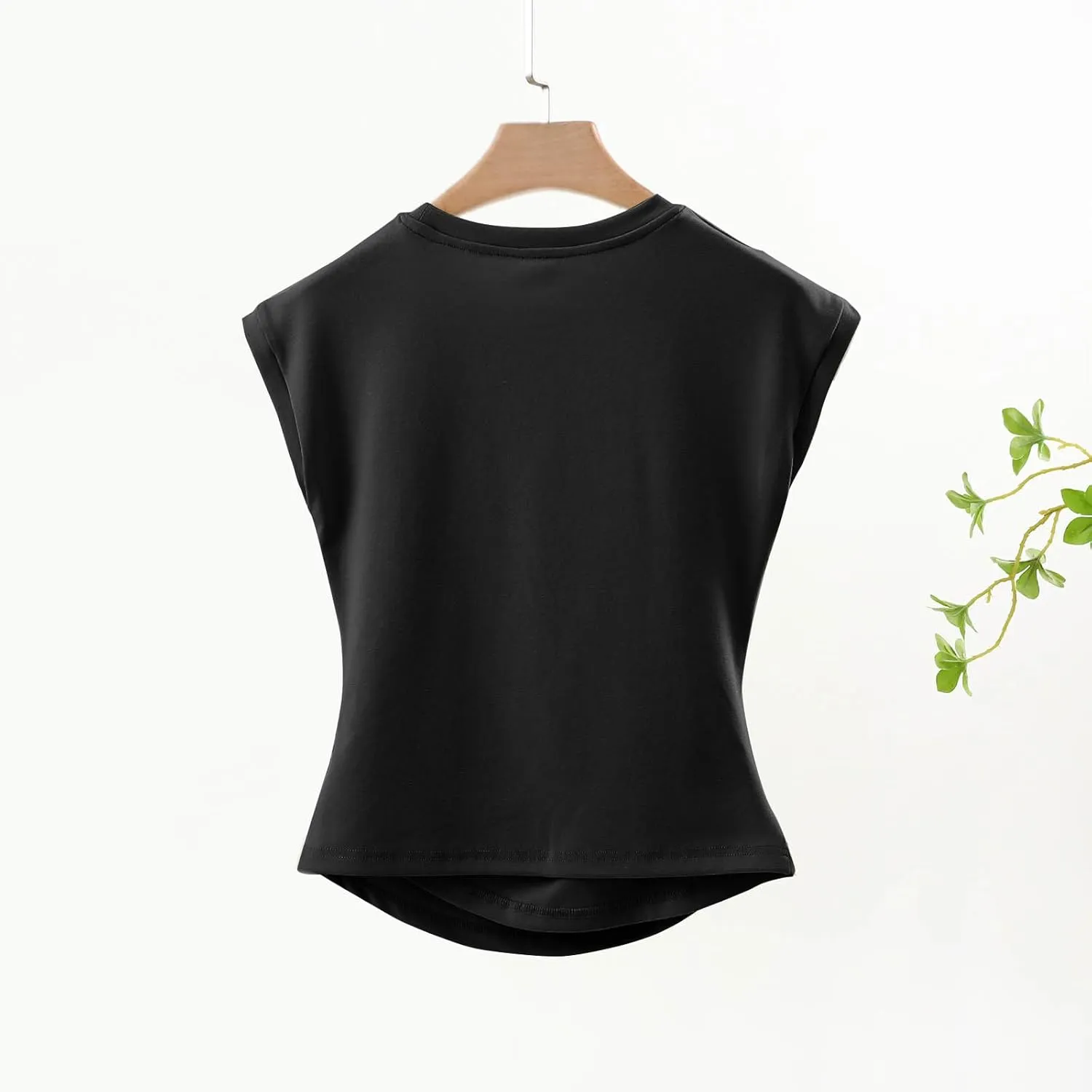BZGTZT Womens Cap Sleeve T-Shirt Casual Loose Ruched Tank Tops Round Neck Basic Cami Trendy Business Work Tee Blouses