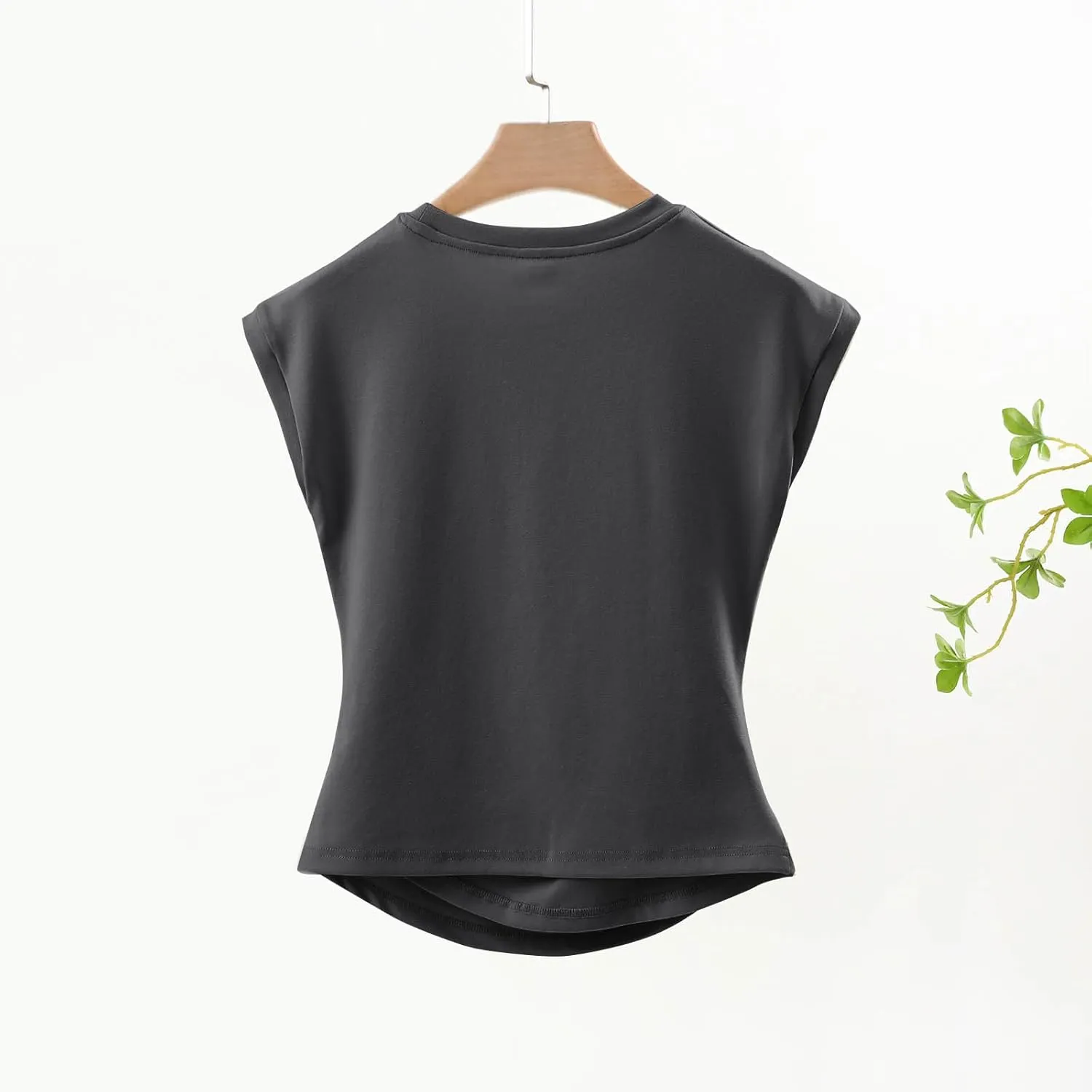 BZGTZT Womens Cap Sleeve T-Shirt Casual Loose Ruched Tank Tops Round Neck Basic Cami Trendy Business Work Tee Blouses