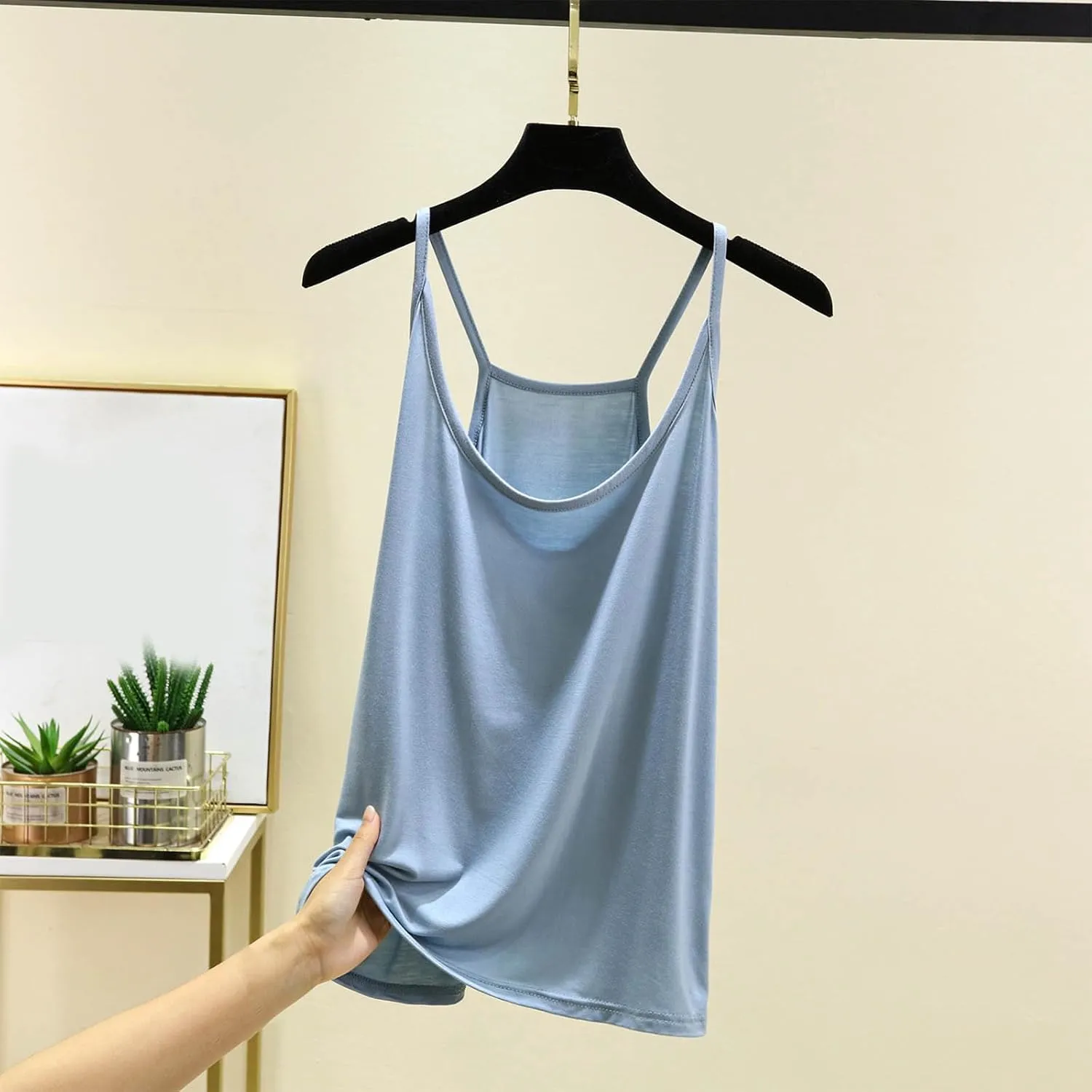 BZGTZT Womens Casual Spaghetti Strap Tank Tops Plus Size Sleeveless Loose Camisole Flowy Summer Trendy Round Neck Blouses