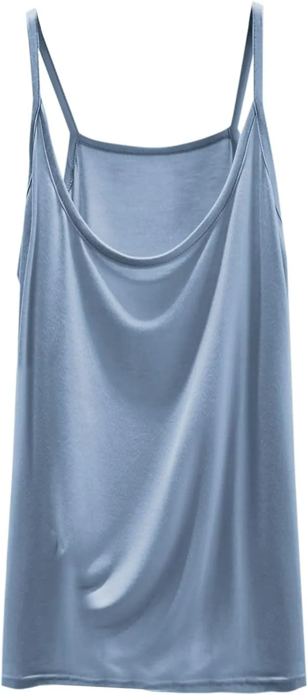 BZGTZT Womens Casual Spaghetti Strap Tank Tops Plus Size Sleeveless Loose Camisole Flowy Summer Trendy Round Neck Blouses