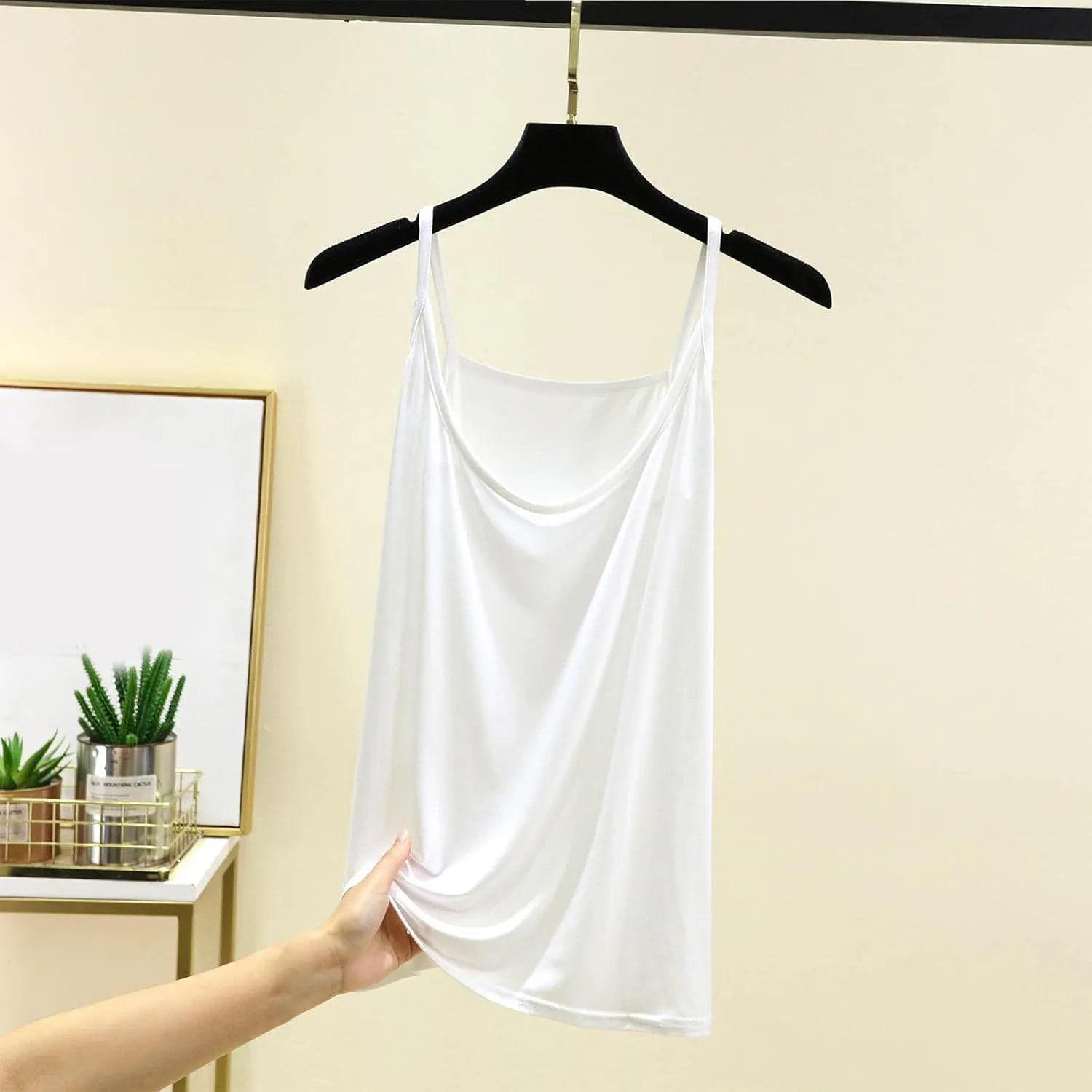 BZGTZT Womens Casual Spaghetti Strap Tank Tops Plus Size Sleeveless Loose Camisole Flowy Summer Trendy Round Neck Blouses
