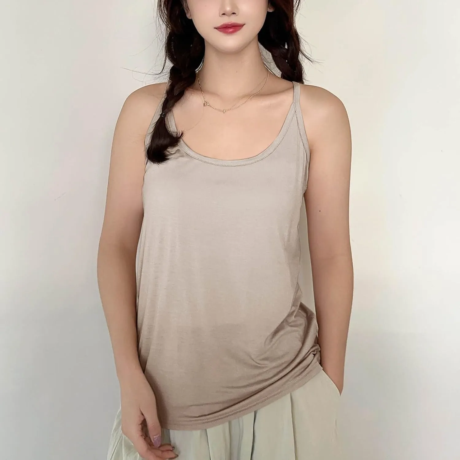 BZGTZT Womens Casual Spaghetti Strap Tank Tops Plus Size Sleeveless Loose Camisole Flowy Summer Trendy Round Neck Blouses