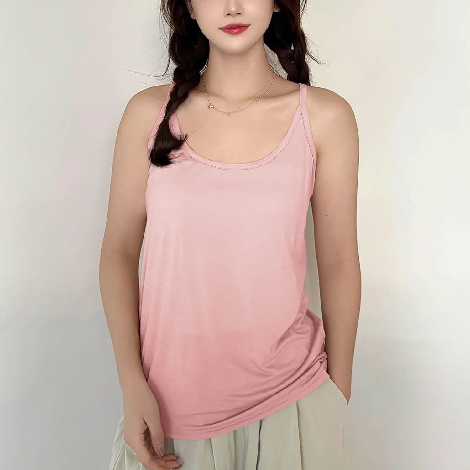 BZGTZT Womens Casual Spaghetti Strap Tank Tops Plus Size Sleeveless Loose Camisole Flowy Summer Trendy Round Neck Blouses