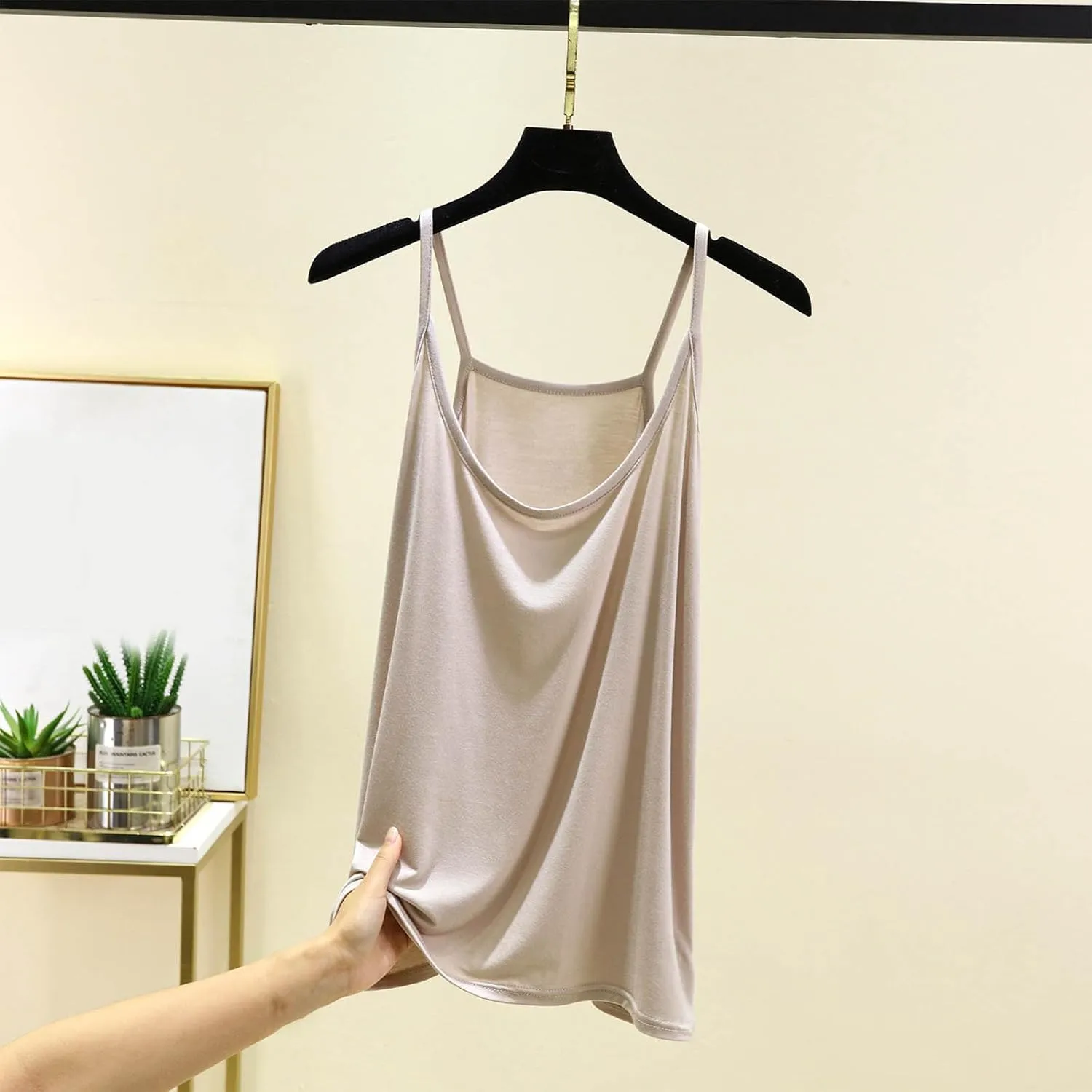 BZGTZT Womens Casual Spaghetti Strap Tank Tops Plus Size Sleeveless Loose Camisole Flowy Summer Trendy Round Neck Blouses