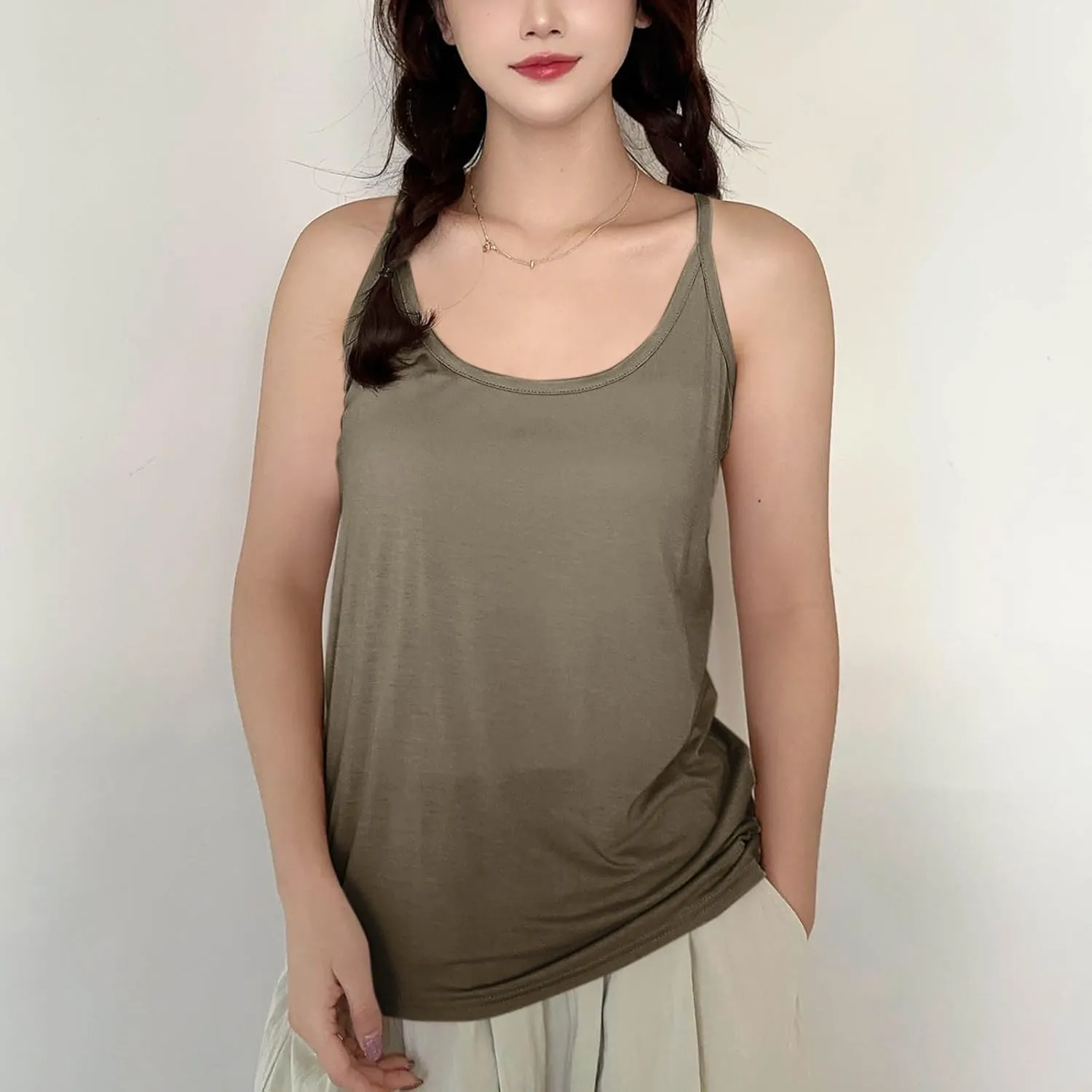 BZGTZT Womens Casual Spaghetti Strap Tank Tops Plus Size Sleeveless Loose Camisole Flowy Summer Trendy Round Neck Blouses