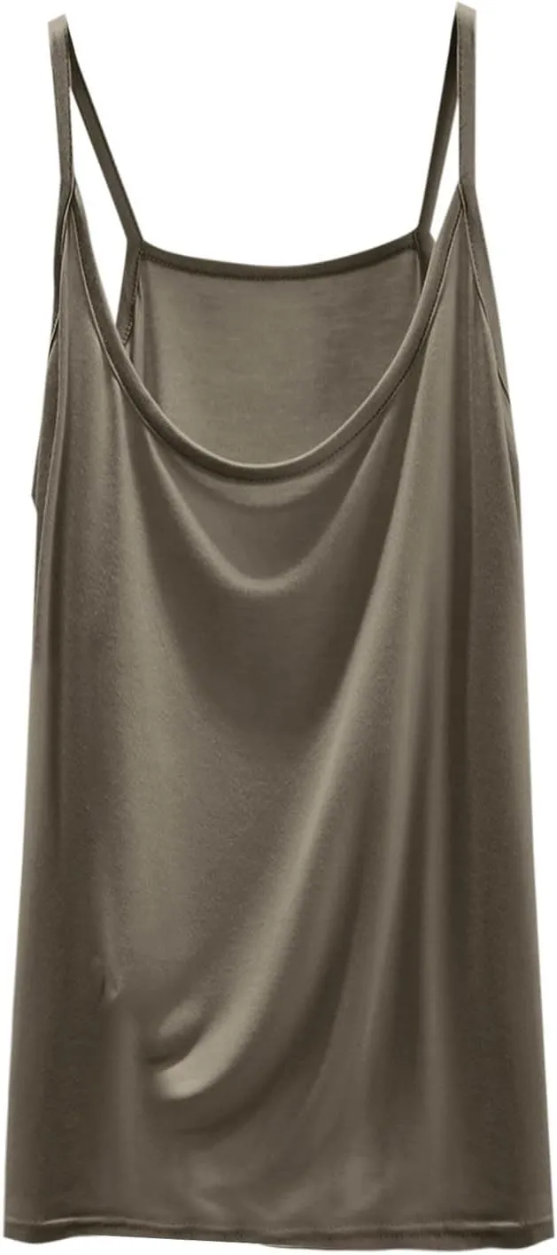 BZGTZT Womens Casual Spaghetti Strap Tank Tops Plus Size Sleeveless Loose Camisole Flowy Summer Trendy Round Neck Blouses