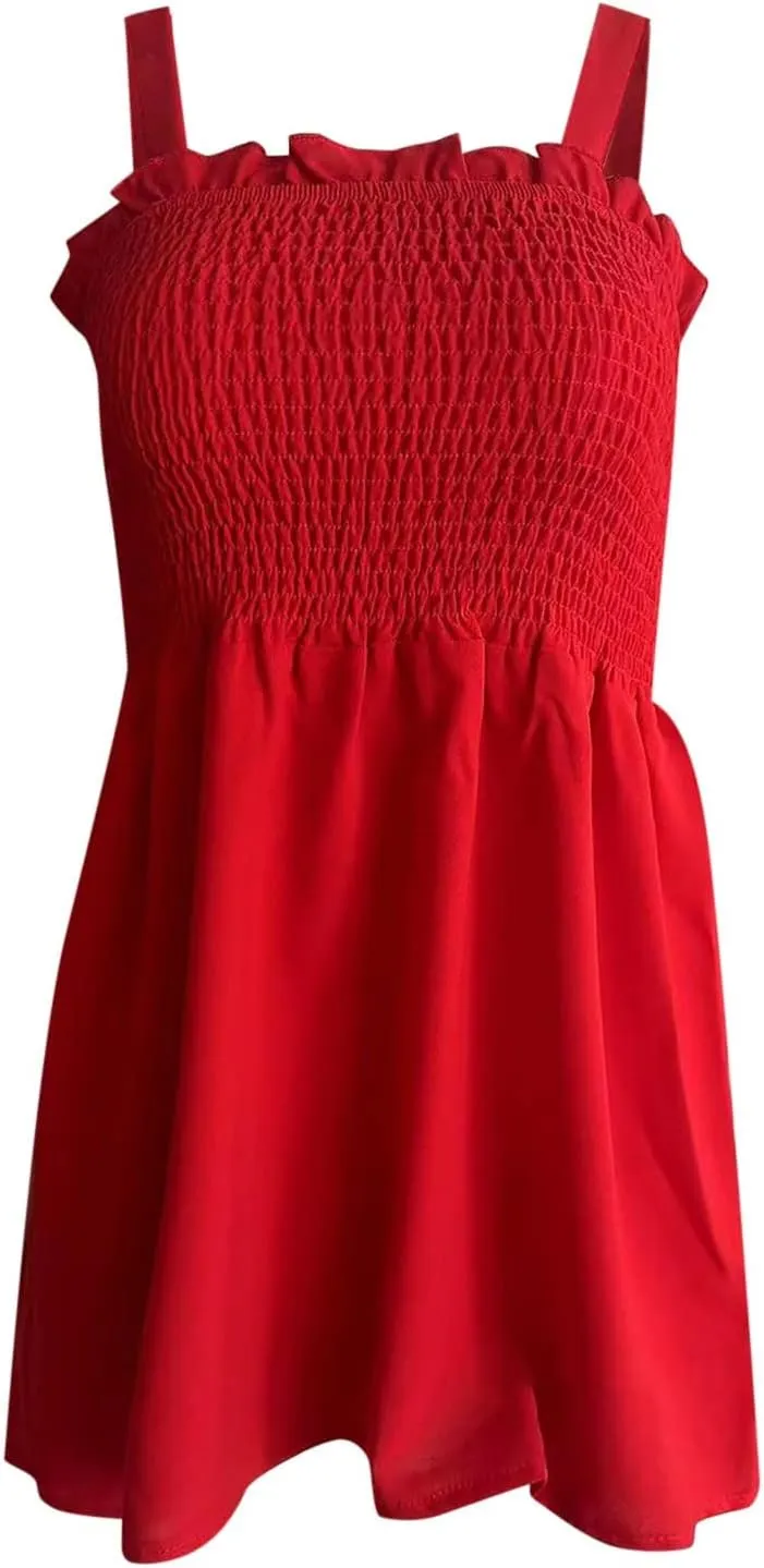 BZGTZT Womens Casual Spaghetti Strap Tank Tops Sleeveless Pleated Camisole Flowy Peplum Top Summer Solid Business Blouses