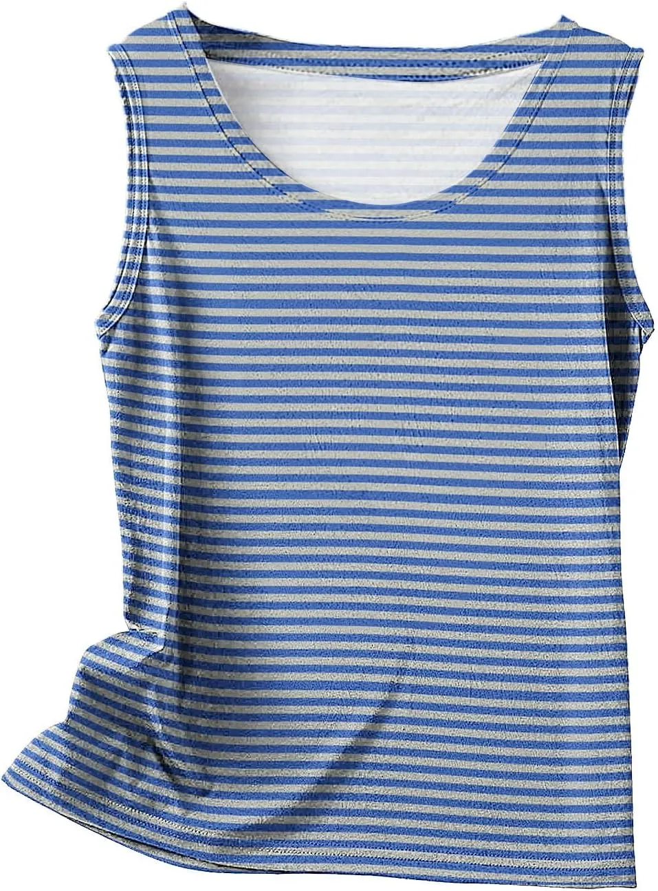 BZGTZT Womens Plus Size Tank Tops Summer Casual Loose Fit Sleeveless Round Neck Shirts Dressy Striped Going Out Blouses