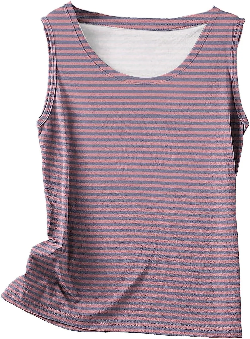 BZGTZT Womens Plus Size Tank Tops Summer Casual Loose Fit Sleeveless Round Neck Shirts Dressy Striped Going Out Blouses