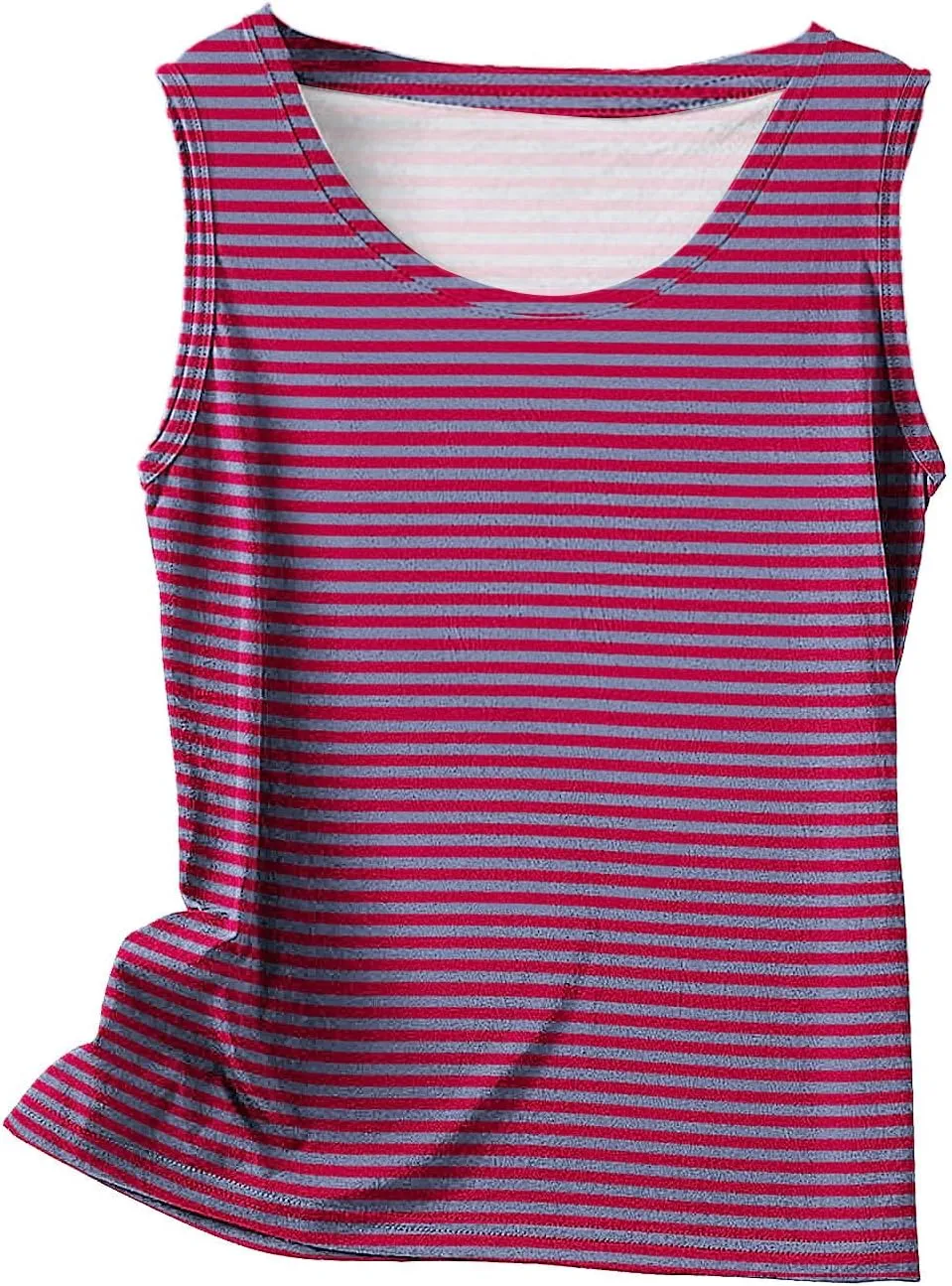 BZGTZT Womens Plus Size Tank Tops Summer Casual Loose Fit Sleeveless Round Neck Shirts Dressy Striped Going Out Blouses