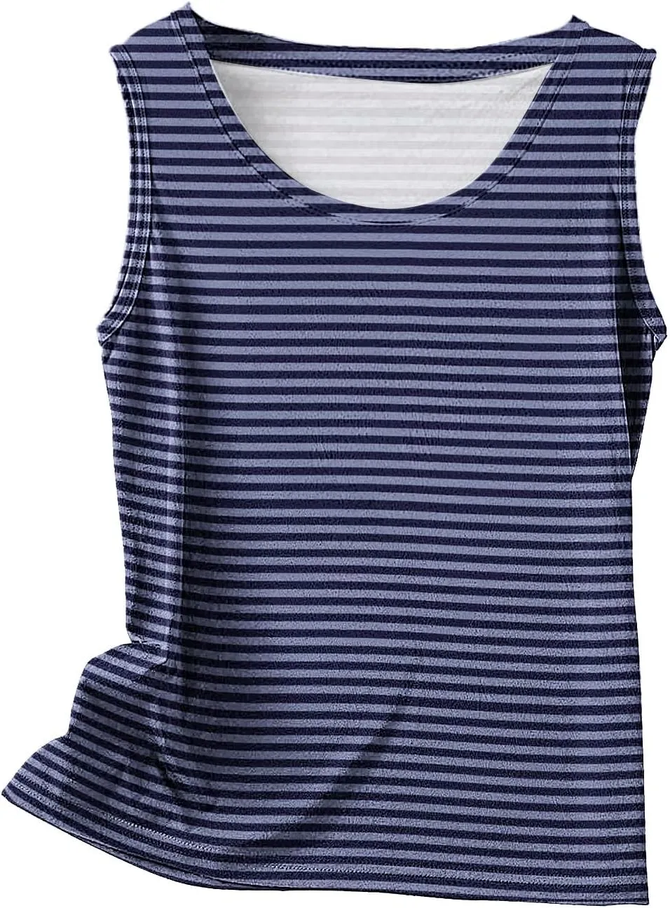 BZGTZT Womens Plus Size Tank Tops Summer Casual Loose Fit Sleeveless Round Neck Shirts Dressy Striped Going Out Blouses