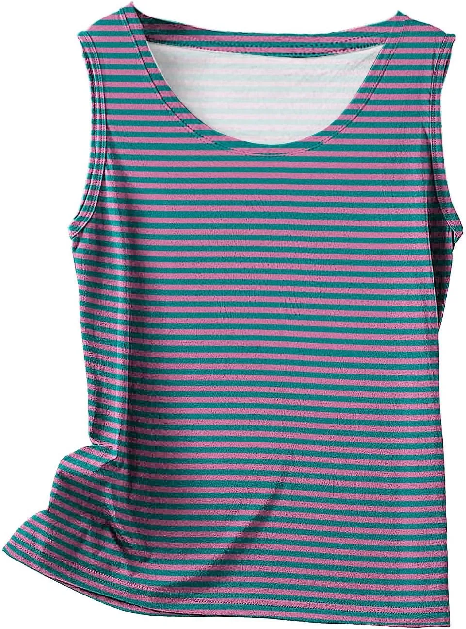 BZGTZT Womens Plus Size Tank Tops Summer Casual Loose Fit Sleeveless Round Neck Shirts Dressy Striped Going Out Blouses