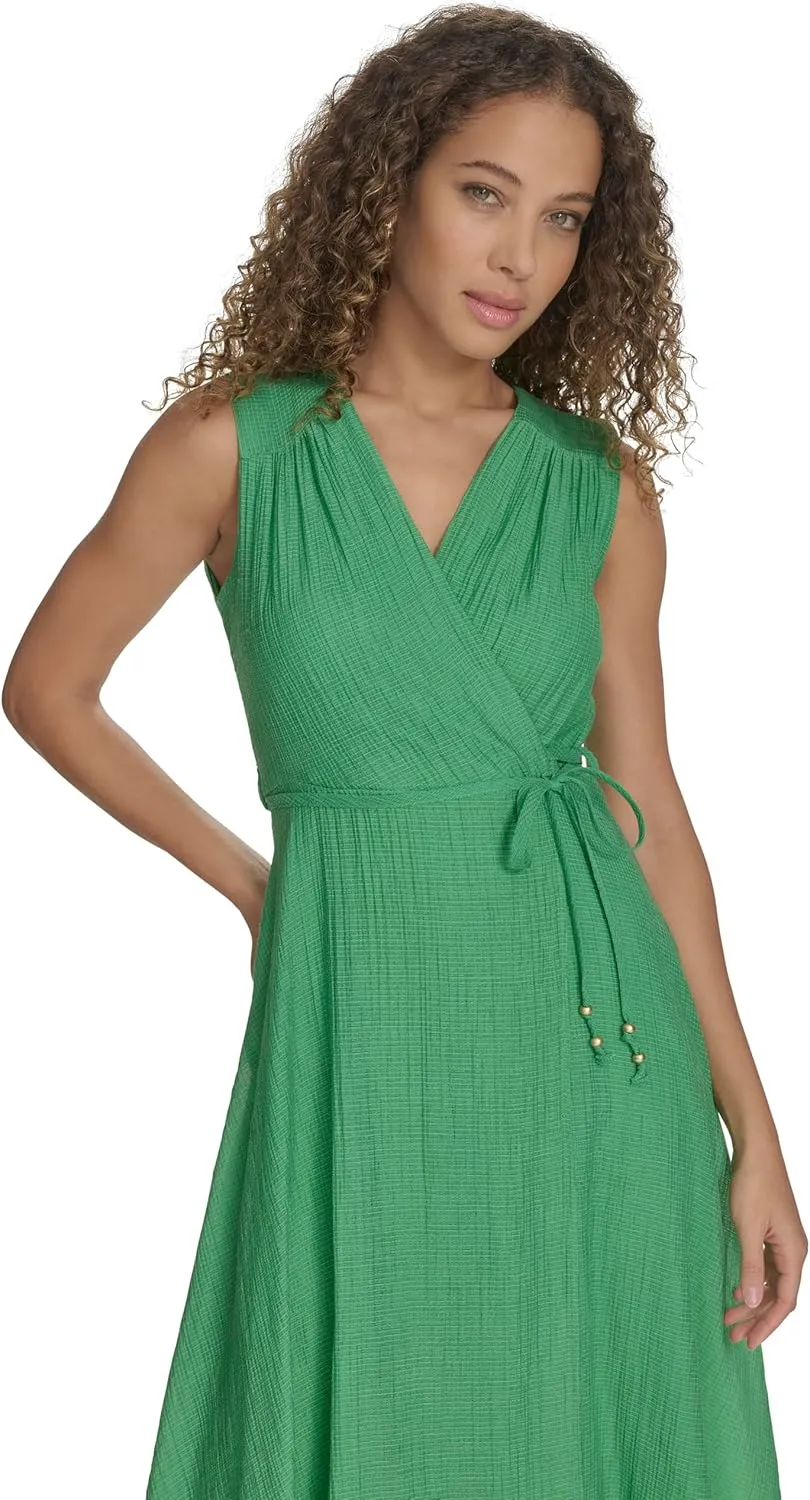 Calvin Klein Women's Gauze Wrap Sleeveless Everyday Dress