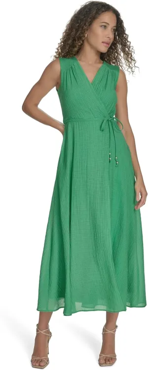 Calvin Klein Women's Gauze Wrap Sleeveless Everyday Dress