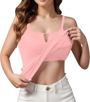 Camisole Tops for Women Built in Bra Adjustable Spaghetti Strap Workout Sport Shirts Basic Tank Layer Padded Bra