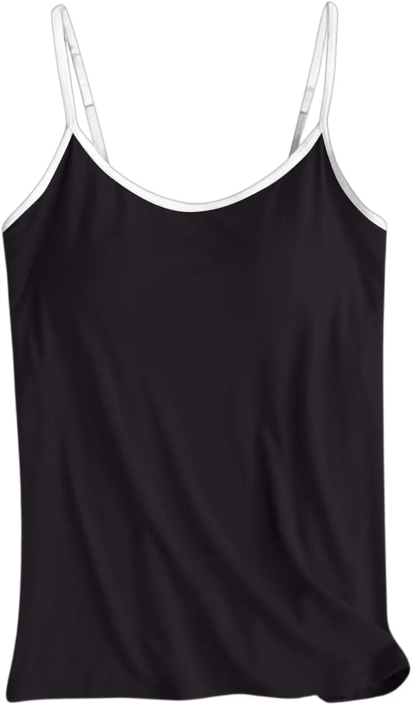 Camisole Tops for Women Built in Bra Adjustable Spaghetti Strap Workout Sport Shirts Basic Tank Layer Padded Bra