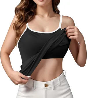 Camisole Tops for Women Built in Bra Adjustable Spaghetti Strap Workout Sport Shirts Basic Tank Layer Padded Bra