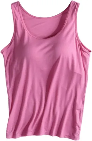 Camisole Tops for Women Summer 2025 Spaghetti Strap Basic Padded Tank Top with Built in Bra Workout Yoga Shirts