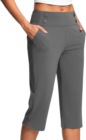 Capri Pants for Women Stretch High Waisted Crop Office Work Pants Summer Casual Capris Slacks Yoga Dress Pant