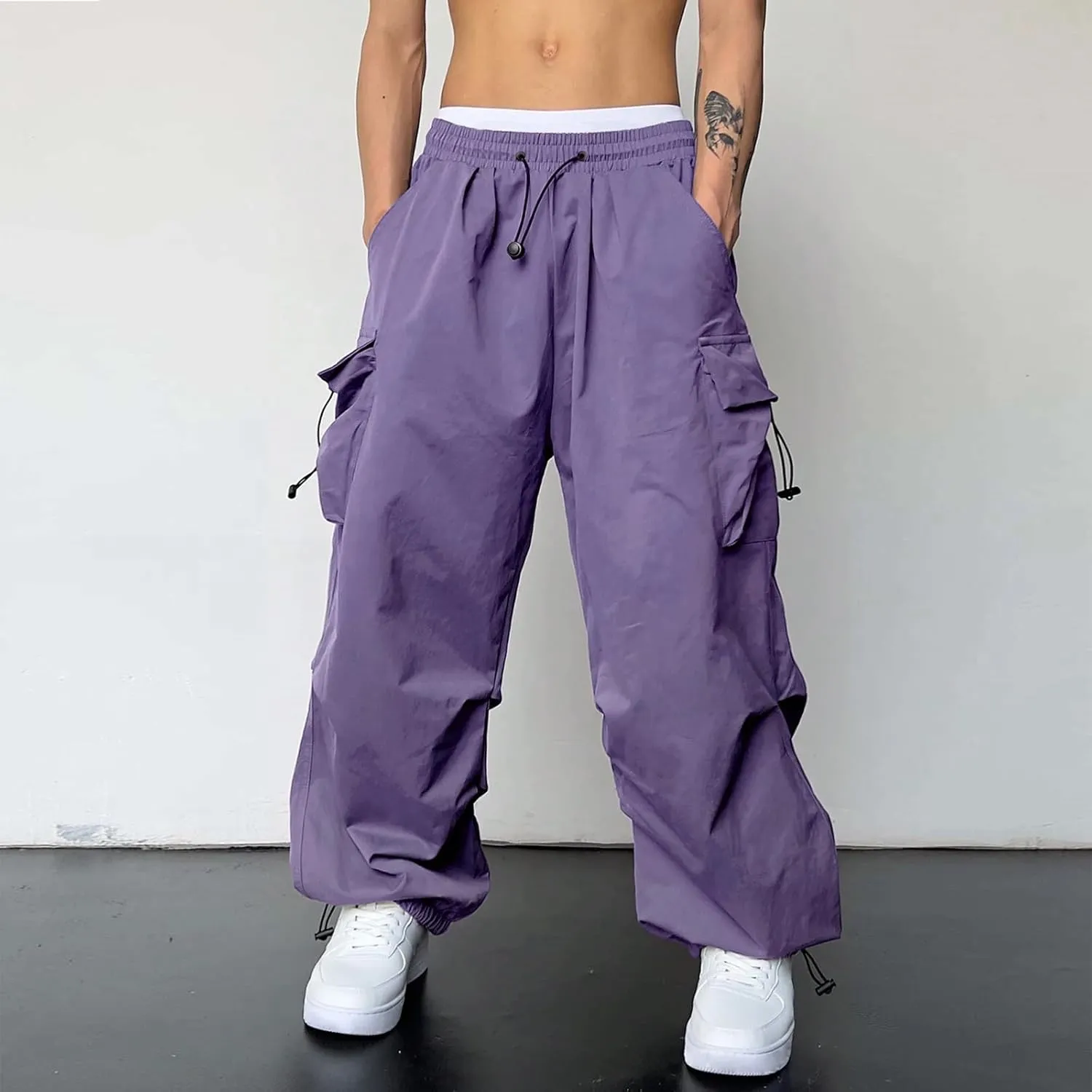 Cargo Pants for Men Casual Lightweight Drawstring Waist Pant Outdoor Pants with Multiple Pockets