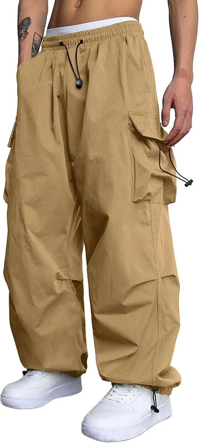 Cargo Pants for Men Casual Lightweight Drawstring Waist Pant Outdoor Pants with Multiple Pockets