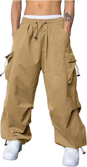 Cargo Pants for Men Casual Lightweight Drawstring Waist Pant Outdoor Pants with Multiple Pockets