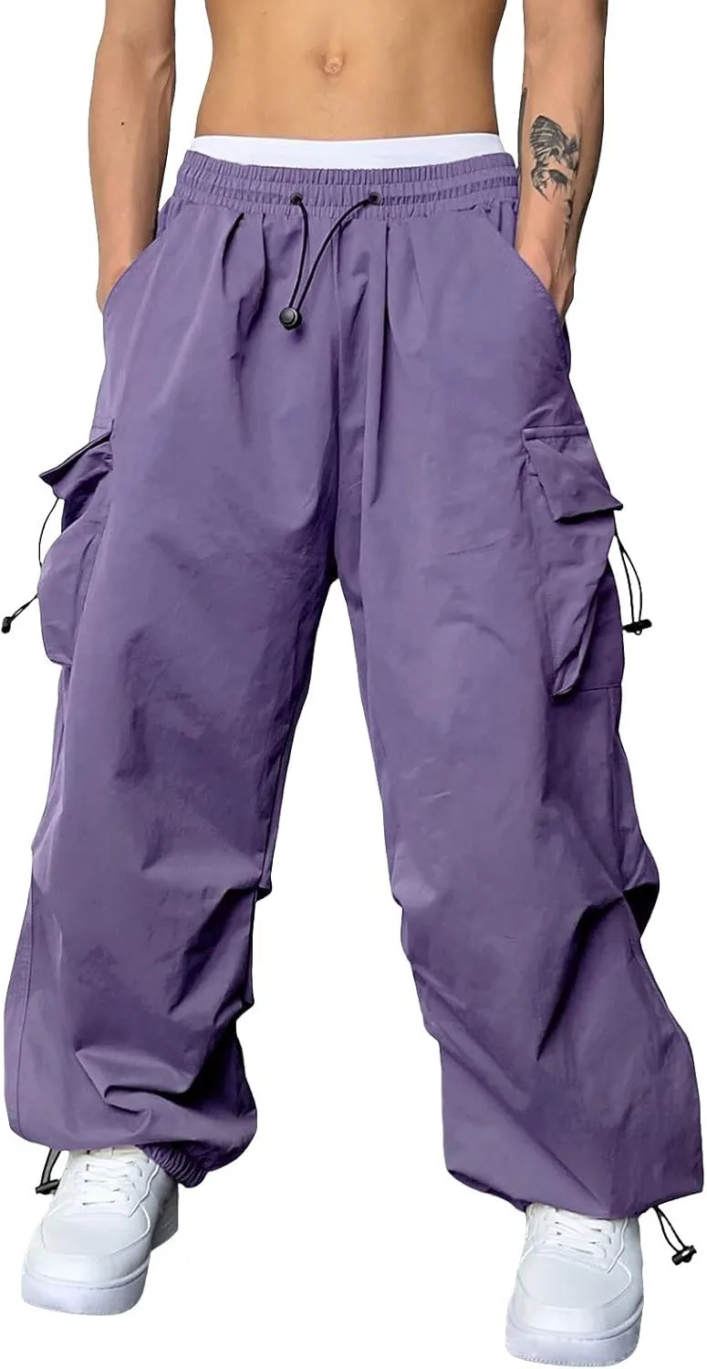 Cargo Pants for Men Casual Lightweight Drawstring Waist Pant Outdoor Pants with Multiple Pockets