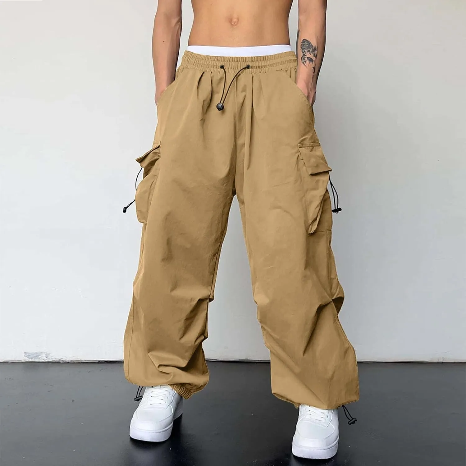 Cargo Pants for Men Casual Lightweight Elastic Waist Pant Work Pant with Pockets