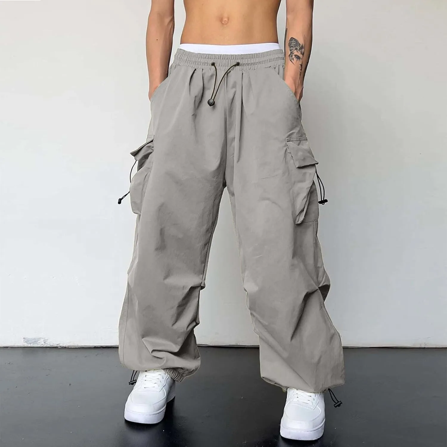 Cargo Pants for Men Casual Lightweight Elastic Waist Pant Work Pant with Pockets