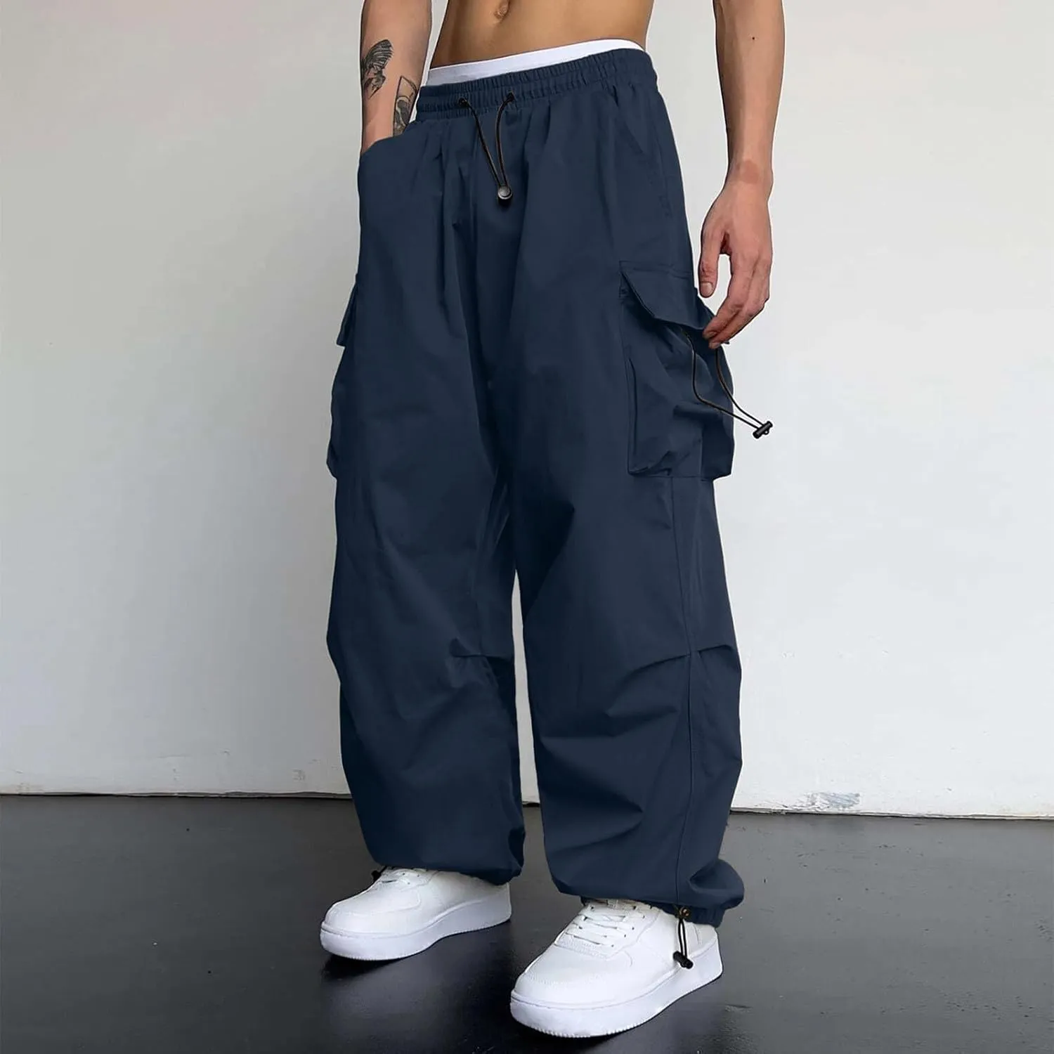 Cargo Pants for Men Casual Lightweight Elastic Waist Pant Work Pant with Pockets