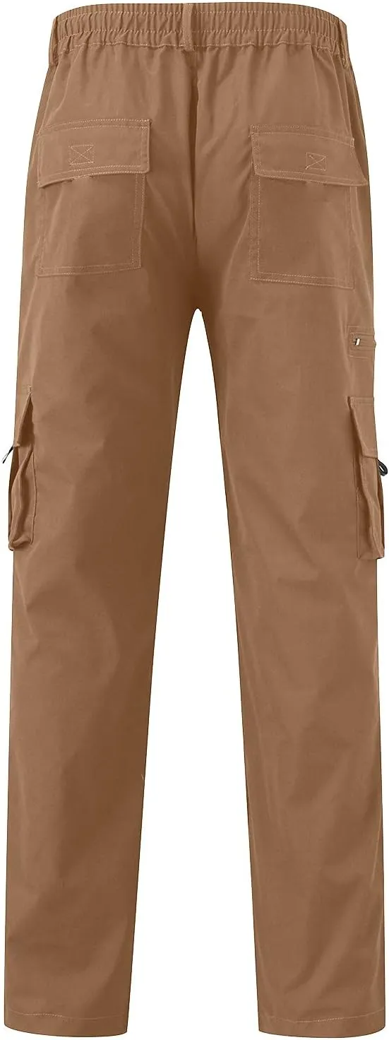 Cargo Work Pant Men Linen Casual Chinos Pants Gym Yoga Sweatpant with Multiple Pockets Joggers Bottoms Pant