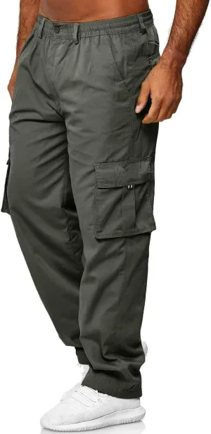 Cargo Work Pant Men Linen Casual Chinos Pants Gym Yoga Sweatpant with Multiple Pockets Joggers Bottoms Pant