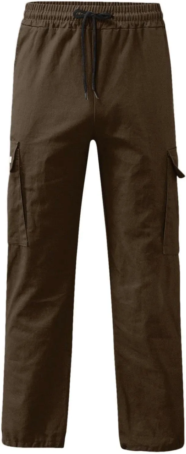 Cargo Work Pant Men's Elastic Waist Casual Cargo Chino Pants Running Workout Sweatpants Loose Fit Joggers
