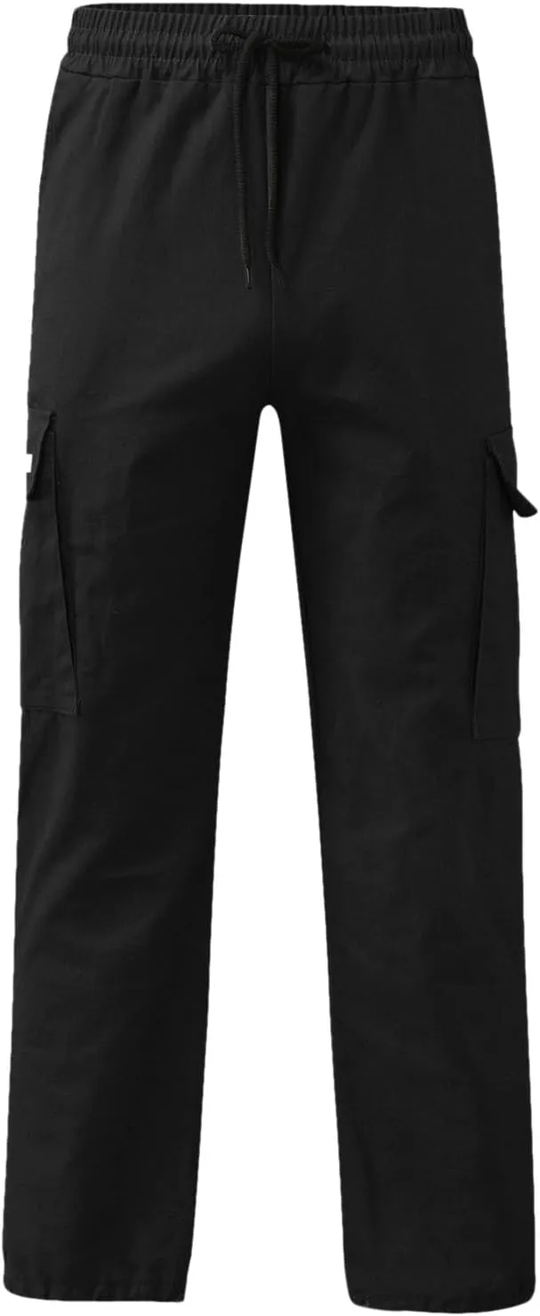 Cargo Work Pant Men's Elastic Waist Casual Cargo Chino Pants Running Workout Sweatpants Loose Fit Joggers