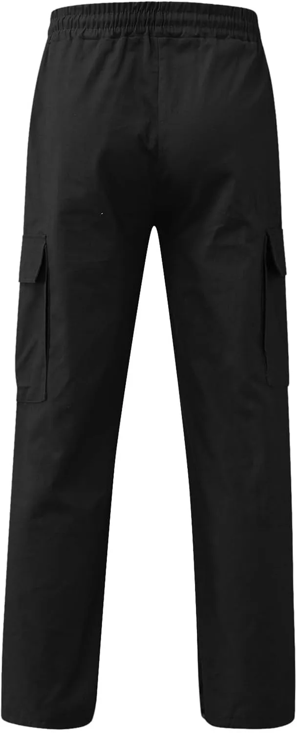 Cargo Work Pant Men's Elastic Waist Casual Cargo Chino Pants Running Workout Sweatpants Loose Fit Joggers