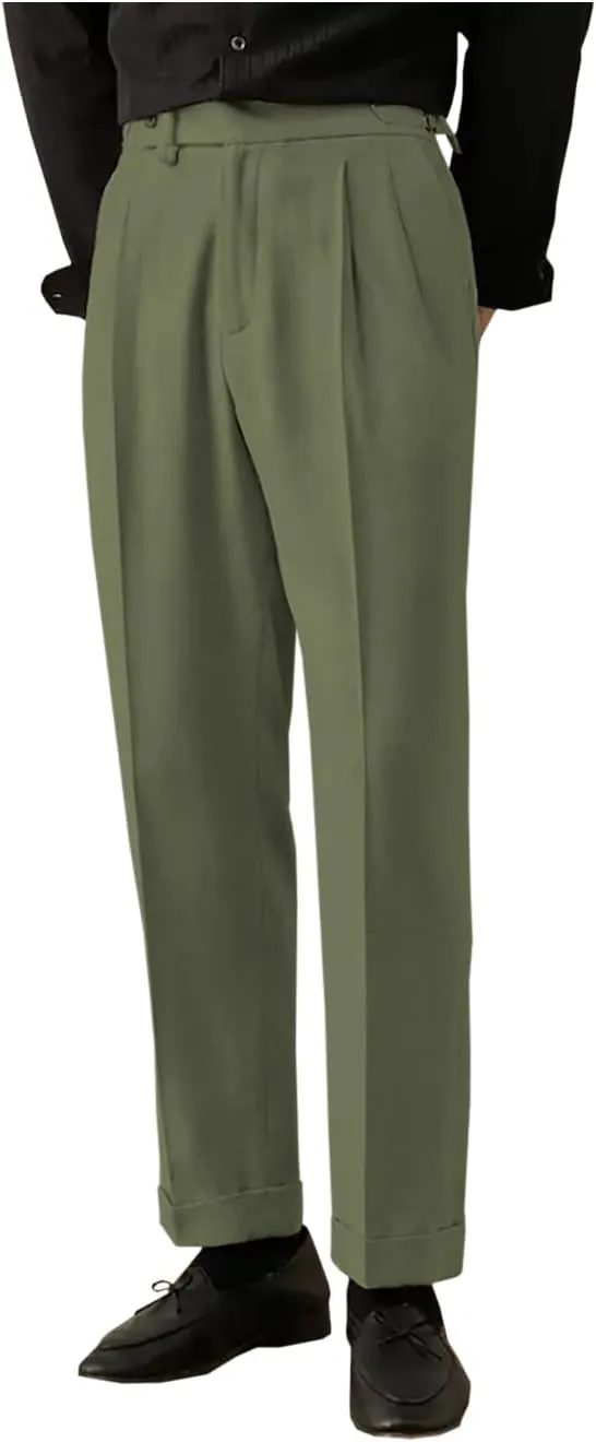 Ceehuteey Men's Casual Pants Linen High Waisted Comfortable Lightweight Summer Trousers