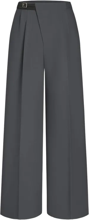 CIDER Belted Dress Pants Women High Waisted with Pockets Straight Leg Work Pants Business Casual Office Trousers
