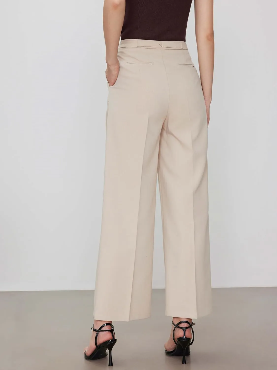 CIDER Belted Dress Pants Women High Waisted with Pockets Straight Leg Work Pants Business Casual Office Trousers