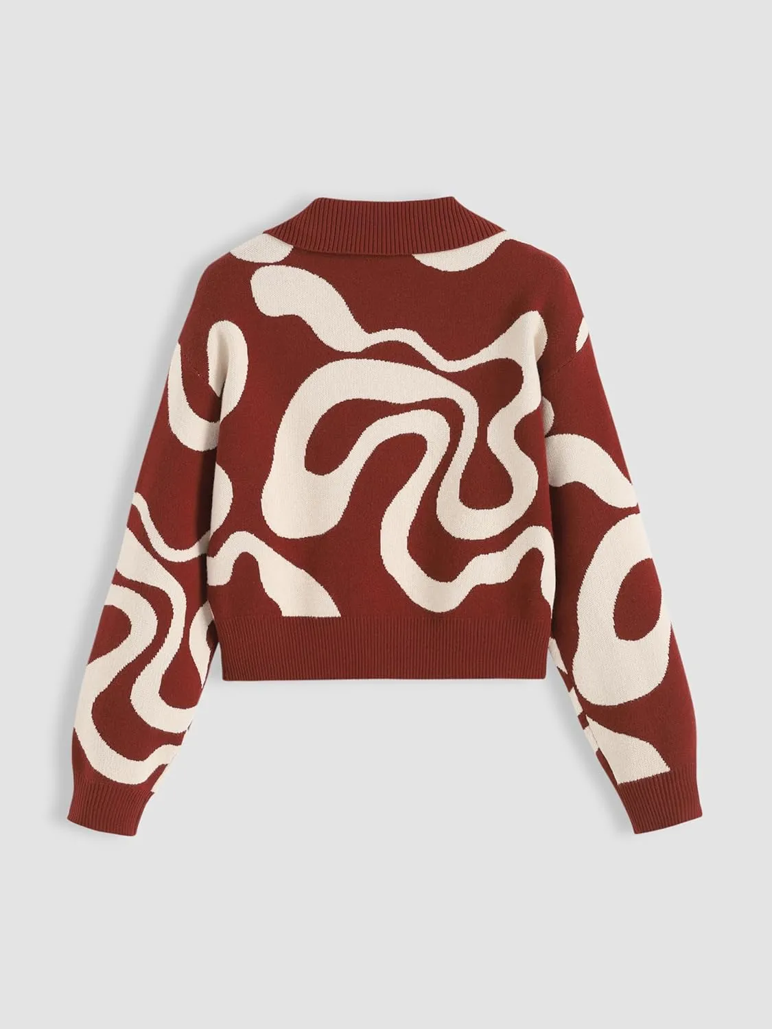 CIDER Women’s Color Block Cropped Collared Shirts Long Sleeve Sweater Pullover Tops