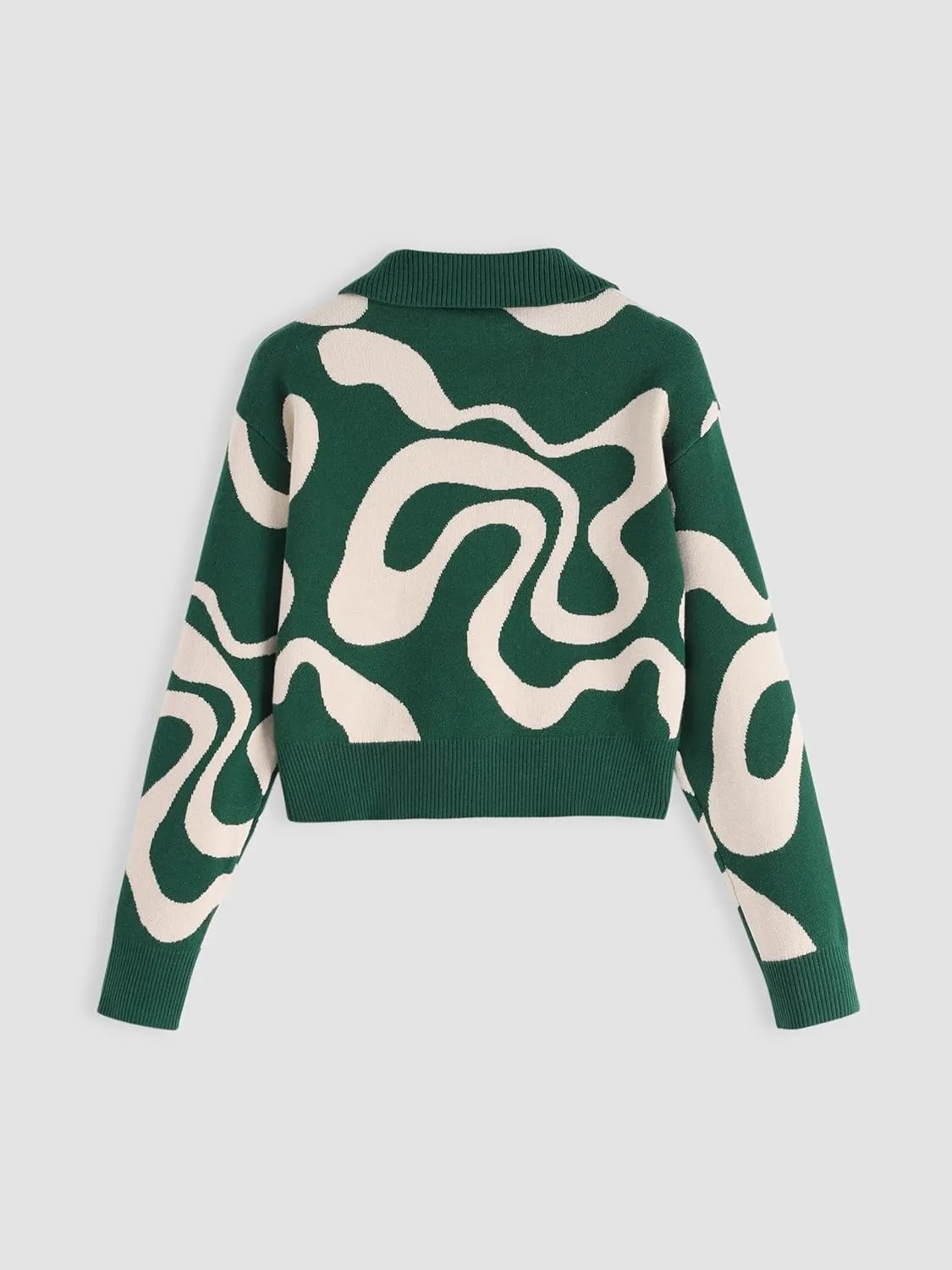 CIDER Women’s Color Block Cropped Collared Shirts Long Sleeve Sweater Pullover Tops