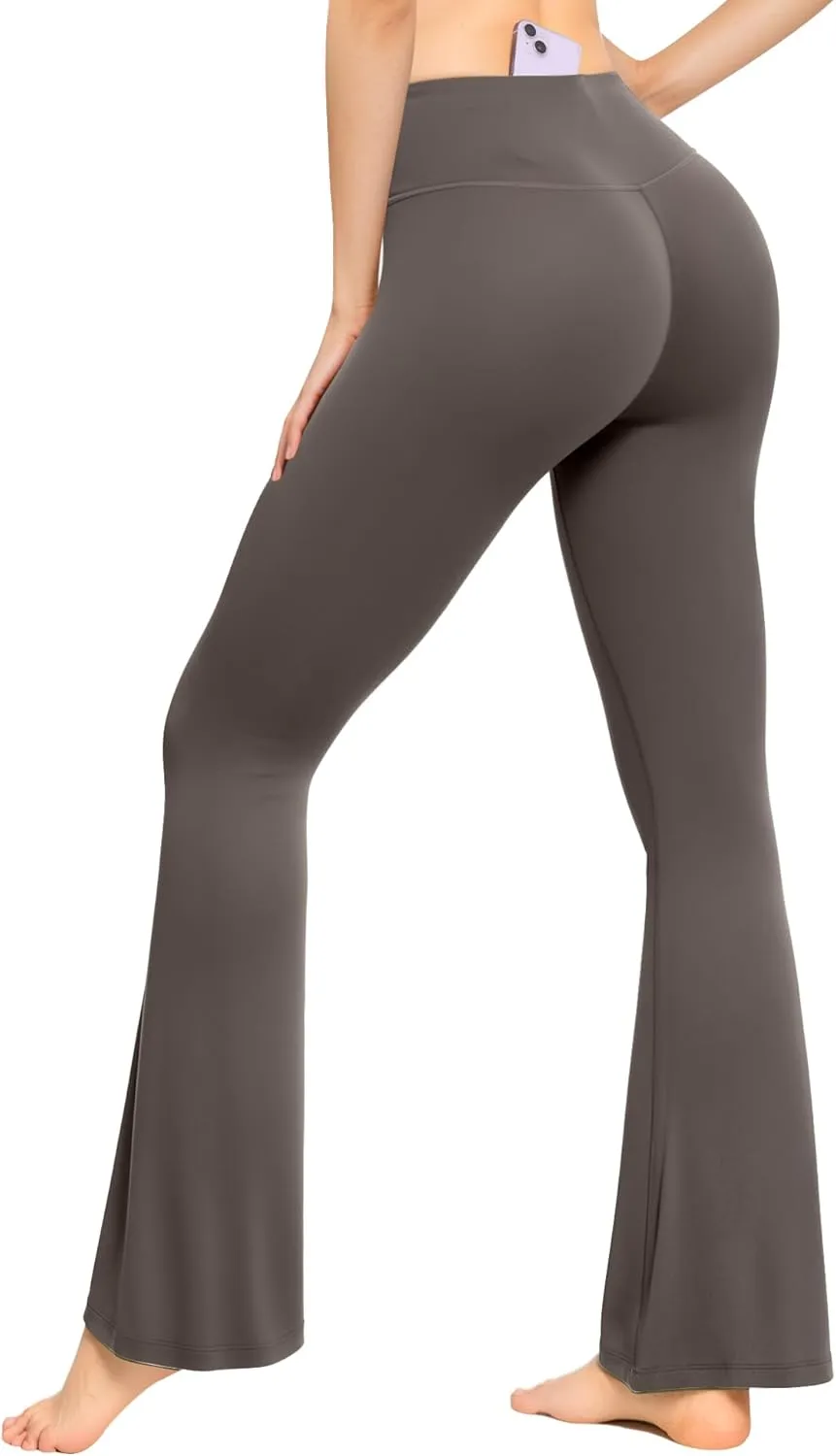 CLOZOZ Yoga Womens Butterleisure High Waist Flare Leggings with Pockets Bootcut Bell Bottoms Tummy Control Yoga Pants