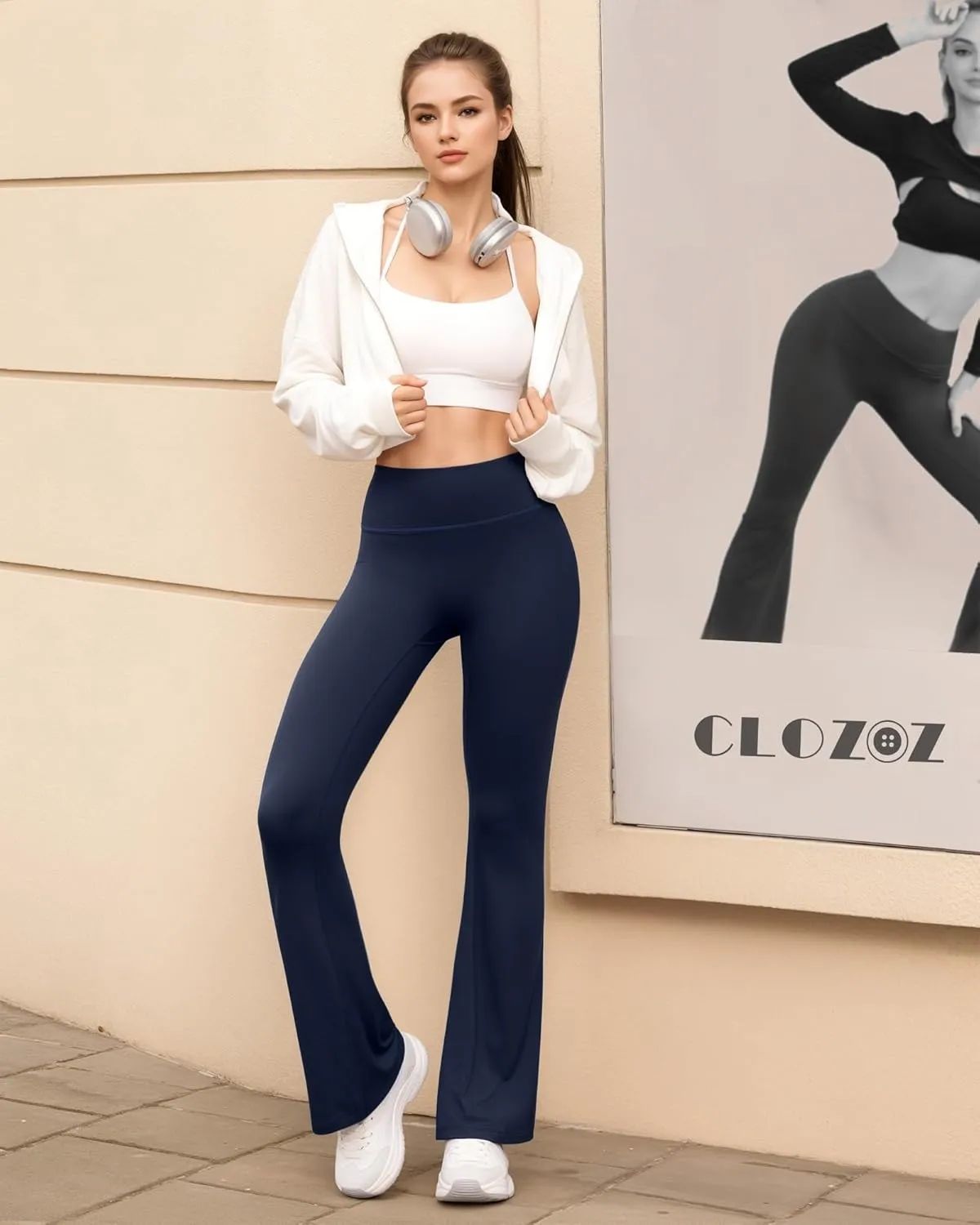 CLOZOZ Yoga Womens Butterleisure High Waist Flare Leggings with Pockets Bootcut Bell Bottoms Tummy Control Yoga Pants